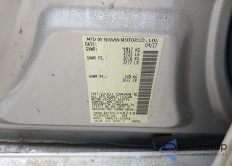 2017 Nissan Altima 2.5 Sl z USA, uszkodzony, nr VIN 1N4AL3AP3HC248218